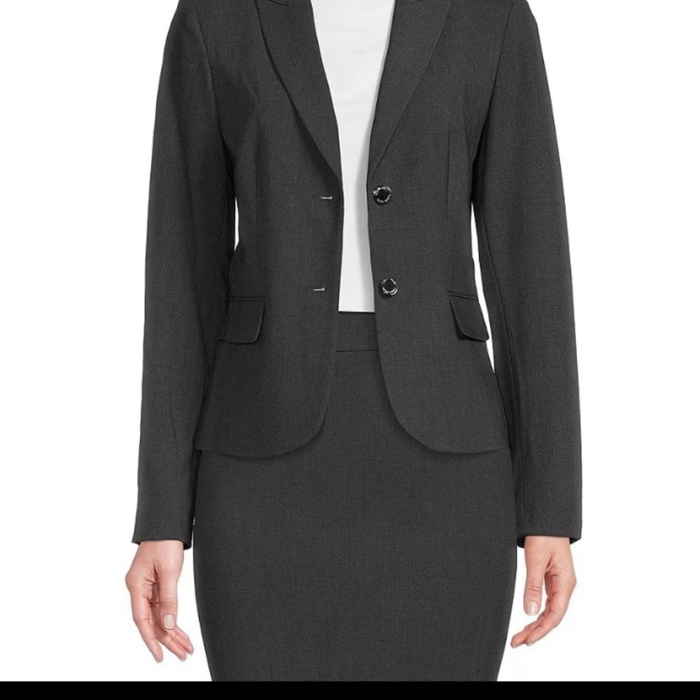 Calvin Klein Charcoal Grey Blazer (size 4) and Skirt (size 2) Suit - NWOT - Picture 3 of 6